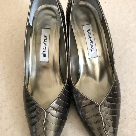 Maserati Vintage Bronze Snakeskin Pumps. Heels 3.5 Size 8.5.. Pointed Toe. - Picture 8 of 9
